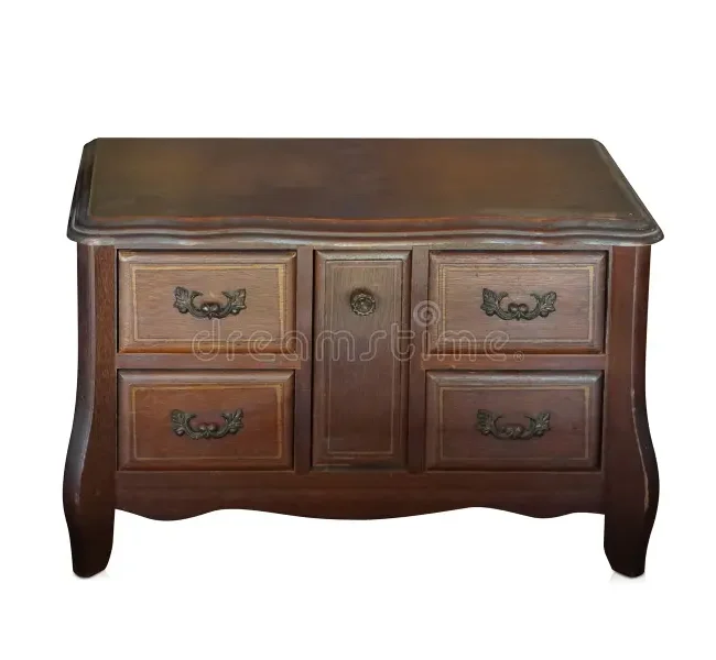 Antique Brown Wooden Cabinet (Five Drawers)
