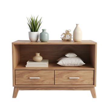 Modern Wooden Cabinet with Decor