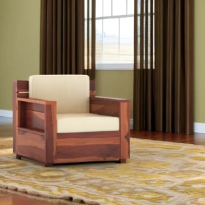 Premium Solid Wood Armchair with Cream Cushion